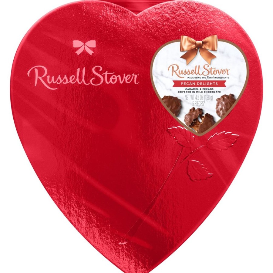 Chocolate Russell Stover | Pecan Delights Red Foil Heart, 4.5 Oz.