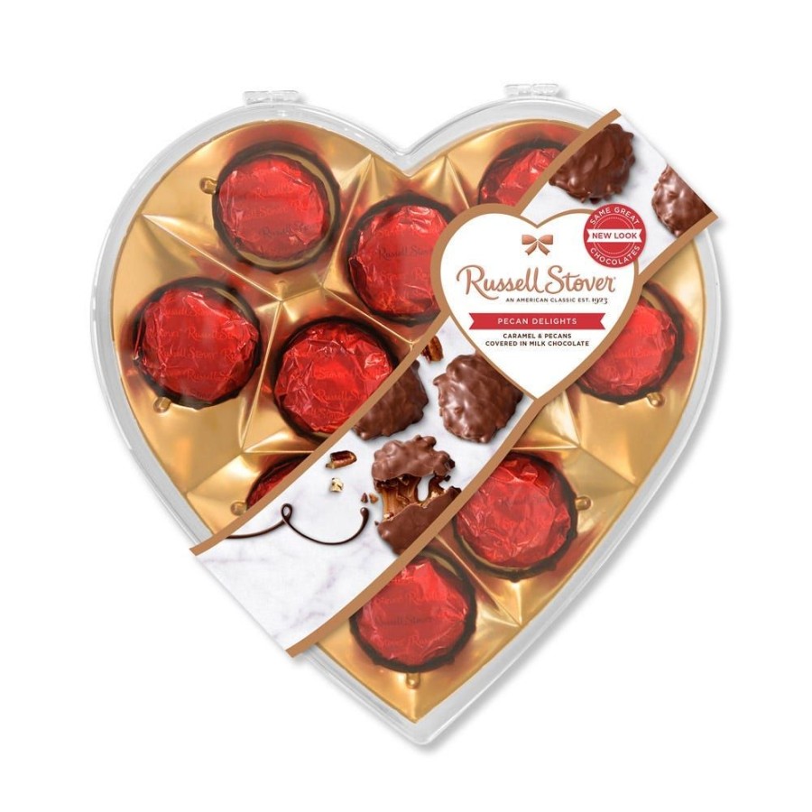 Valentines Day Russell Stover | Milk Chocolate Pecan Delight Gift Heart, 8.8 Oz.