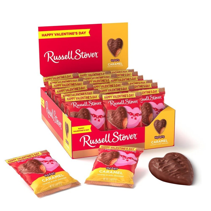 Valentines Day Russell Stover | Milk Chocolate Caramel Heart, 1.3 Oz., Case Of 18