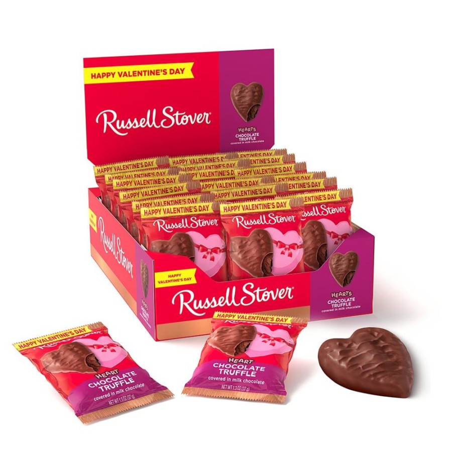 Valentines Day Russell Stover | Milk Chocolate Chocolate Truffle Heart, 1.3 Oz., Case Of 18