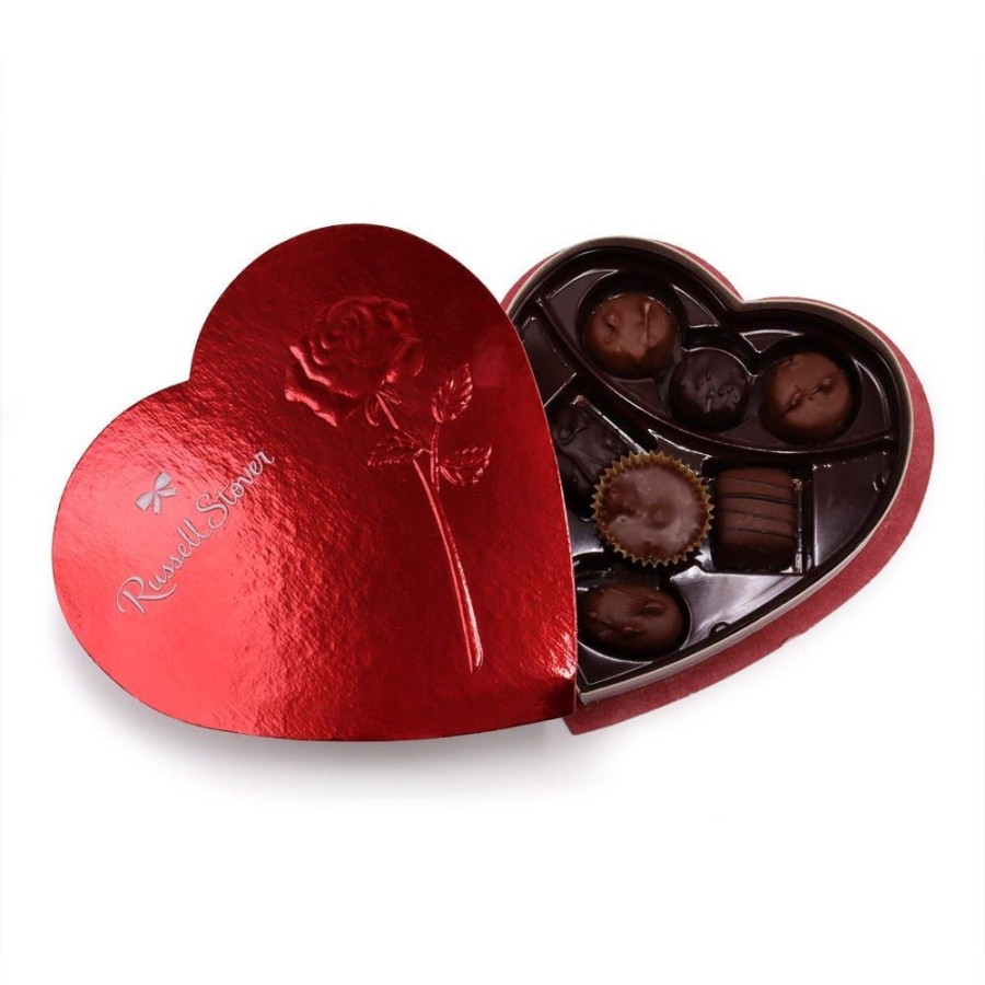 Chocolate Russell Stover | Assorted Chocolates Red Foil Heart Box, 4.03 Oz.