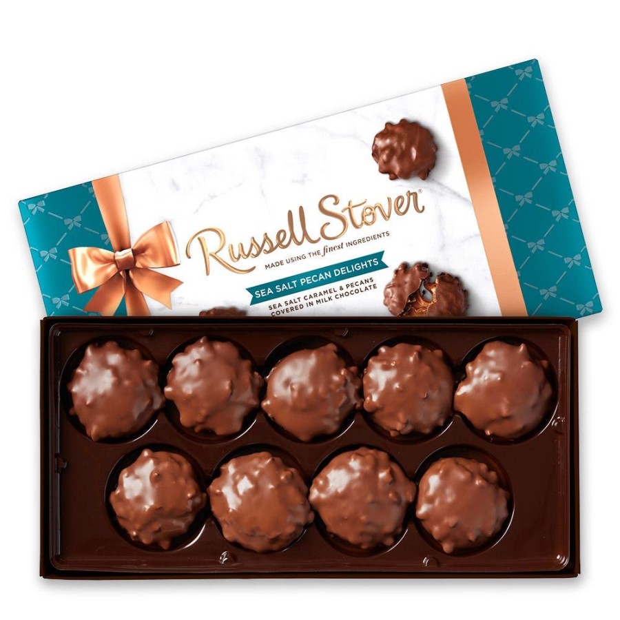 Chocolate Russell Stover | Milk Chocolate Sea Salt Pecan Delights, 8.1 Oz. Box