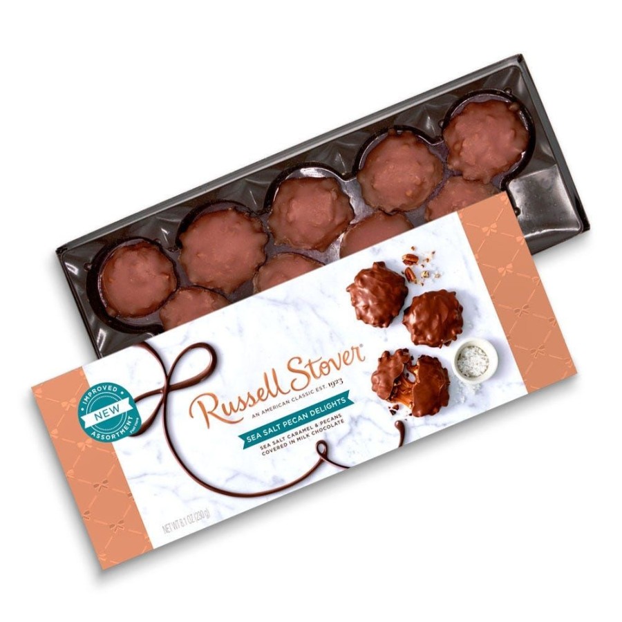 Chocolate Russell Stover | Milk Chocolate Sea Salt Pecan Delights, 8.1 Oz. Box