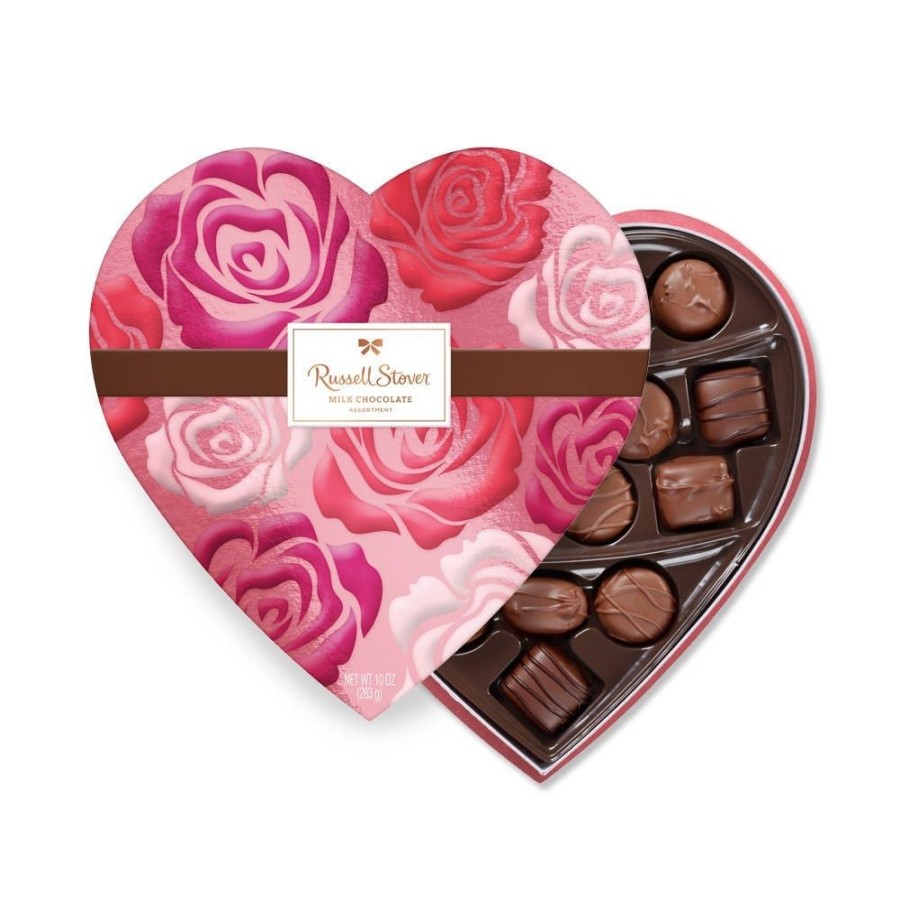 Valentines Day Russell Stover | Assorted Milk Chocolate Floral Heart, 10 Oz.