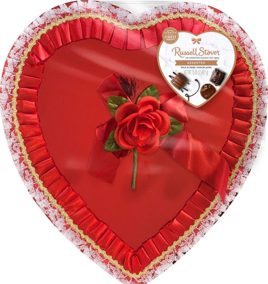 Valentines Day Russell Stover | Assorted Chocolates Red Fancy Heart Box, 15.05 Oz.