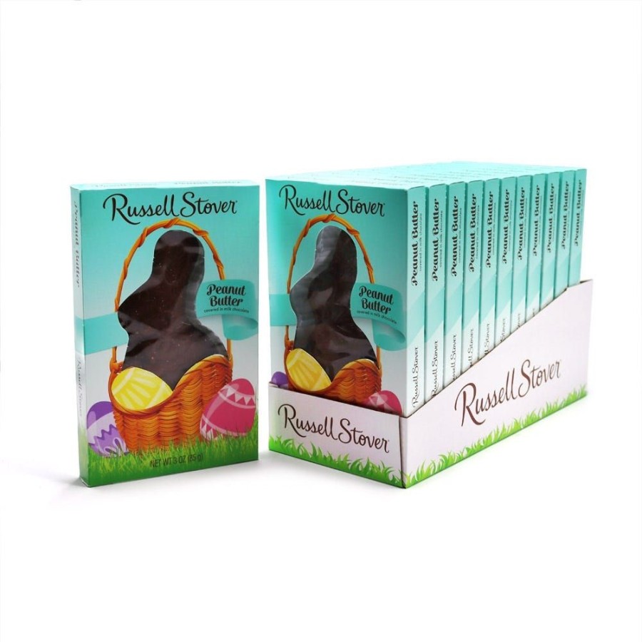 Easter Russell Stover | 3 Oz. Milk Chocolate Peanut Butter Flatback Rabbit, Case Of 12