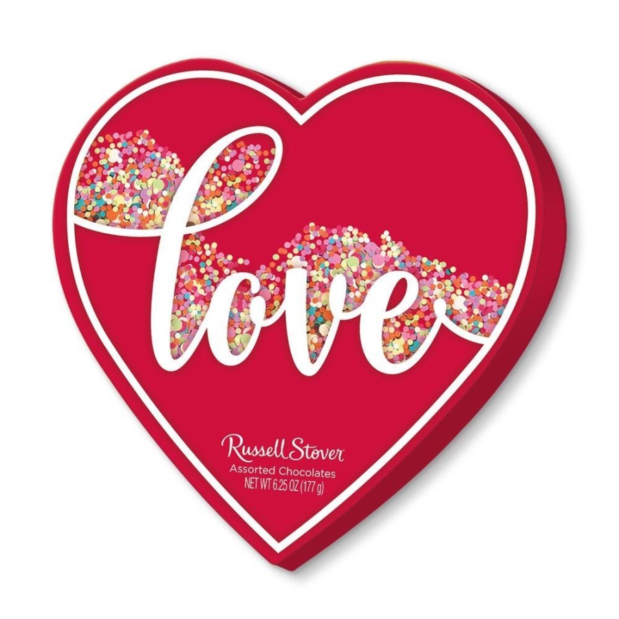 Valentines Day Russell Stover | Assorted Chocolates Love Confetti Heart, 6.25 Oz. Box