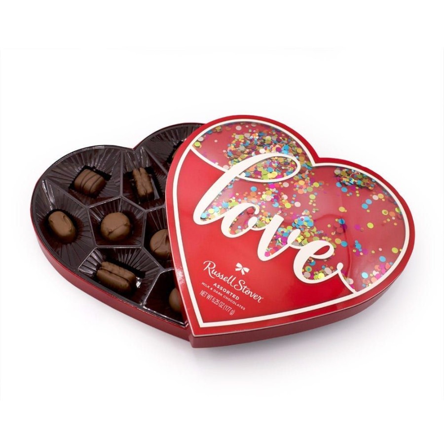 Valentines Day Russell Stover | Assorted Chocolates Love Confetti Heart, 6.25 Oz. Box