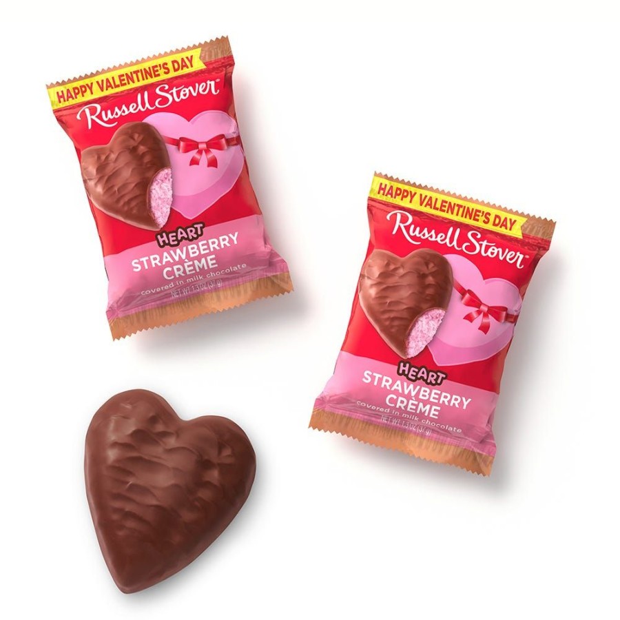 Valentines Day Russell Stover | Milk Chocolate Strawberry Creme Heart, 1.3 Oz., Case Of 18