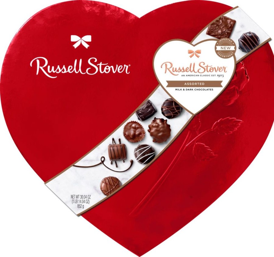 Chocolate Russell Stover | Assorted Chocolates Red Foil Heart, 30.04 Oz.