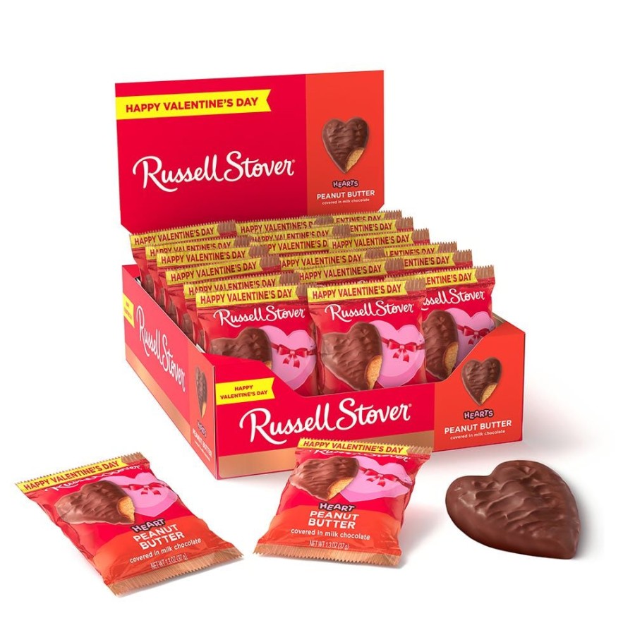 Valentines Day Russell Stover | Milk Chocolate Peanut Butter Heart, 1.3 Oz., Case Of 18