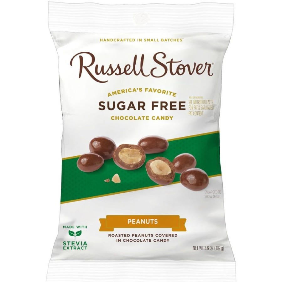 Chocolate Russell Stover | Sugar Free Chocolate Covered Peanuts, 3.6 Oz. Bag