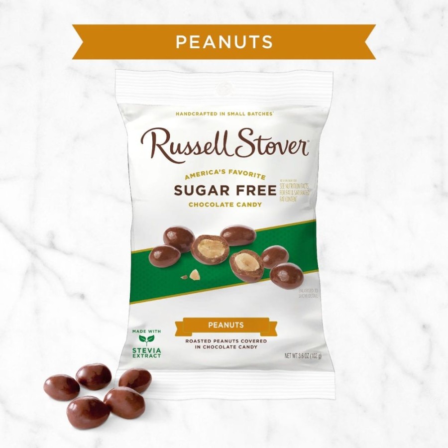 Chocolate Russell Stover | Sugar Free Chocolate Covered Peanuts, 3.6 Oz. Bag