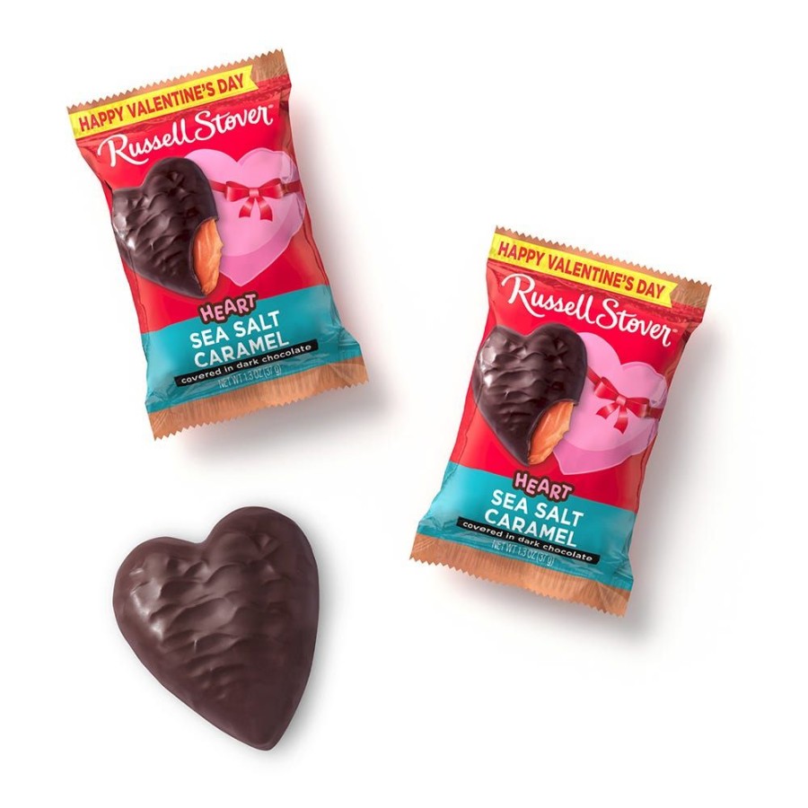 Valentines Day Russell Stover | Dark Chocolate Sea Salt Caramel Heart, 1.3 Oz., Case Of 18