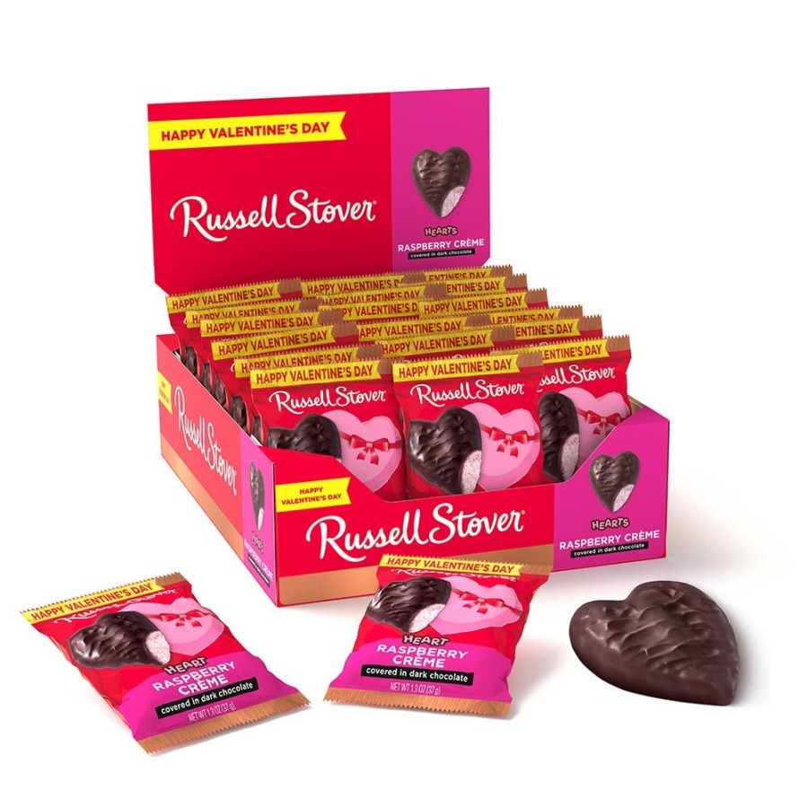 Valentines Day Russell Stover | Dark Chocolate Raspberry Creme Heart, 1.3 Oz., Case Of 18