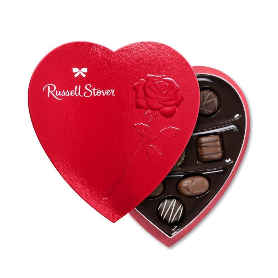 Chocolate Russell Stover | Assorted Chocolates Red Foil Heart, 5.1 Oz.