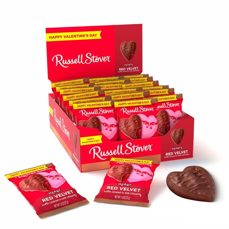 Valentines Day Russell Stover | Milk Chocolate Red Velvet Heart, 1.3 Oz., Case Of 18