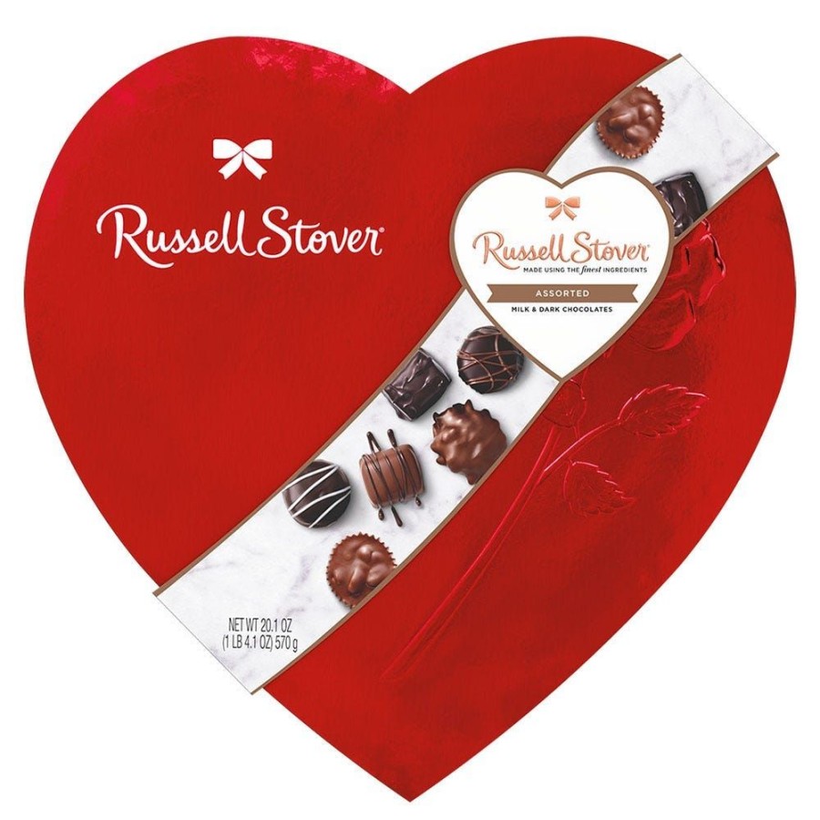 Chocolate Russell Stover | Assorted Chocolates Red Foil Heart, 20.1 Oz.