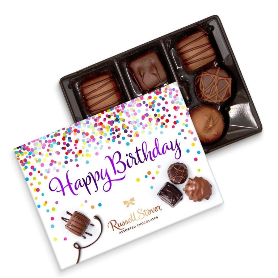 Chocolate Russell Stover | Assorted Chocolates Happy Birthday Box, 4.6 Oz.