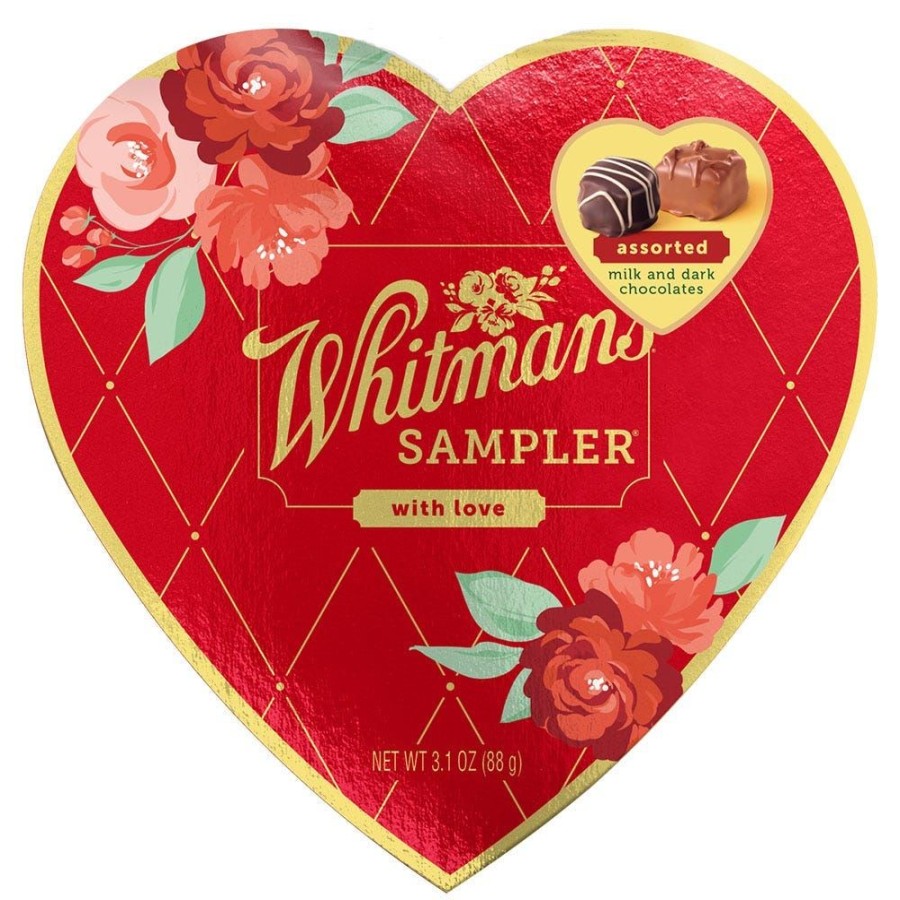 Valentines Day Russell Stover | Whitman'S Assorted Chocolates Red Sampler Heart Box, 3.1 Oz.