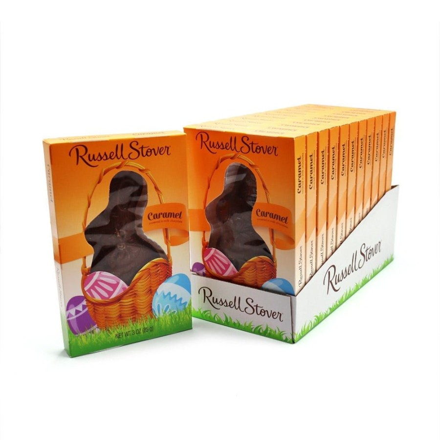 Easter Russell Stover | 3 Oz. Milk Chocolate Caramel Flatback Rabbit, Case Of 12