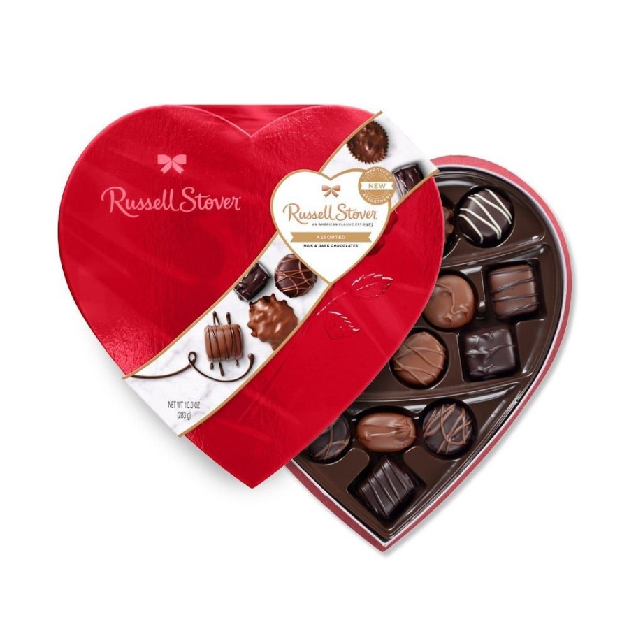 Chocolate Russell Stover | Assorted Chocolates Red Foil Heart, 10 Oz.