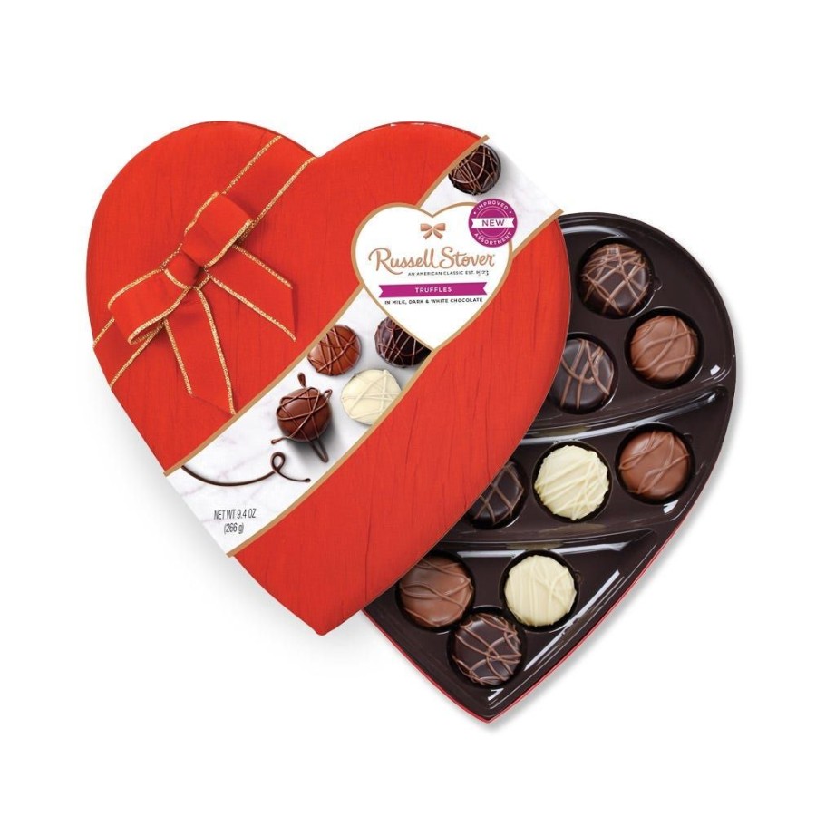 Valentines Day Russell Stover | Assorted Truffles Crushed Satin Heart, 9.4 Oz.