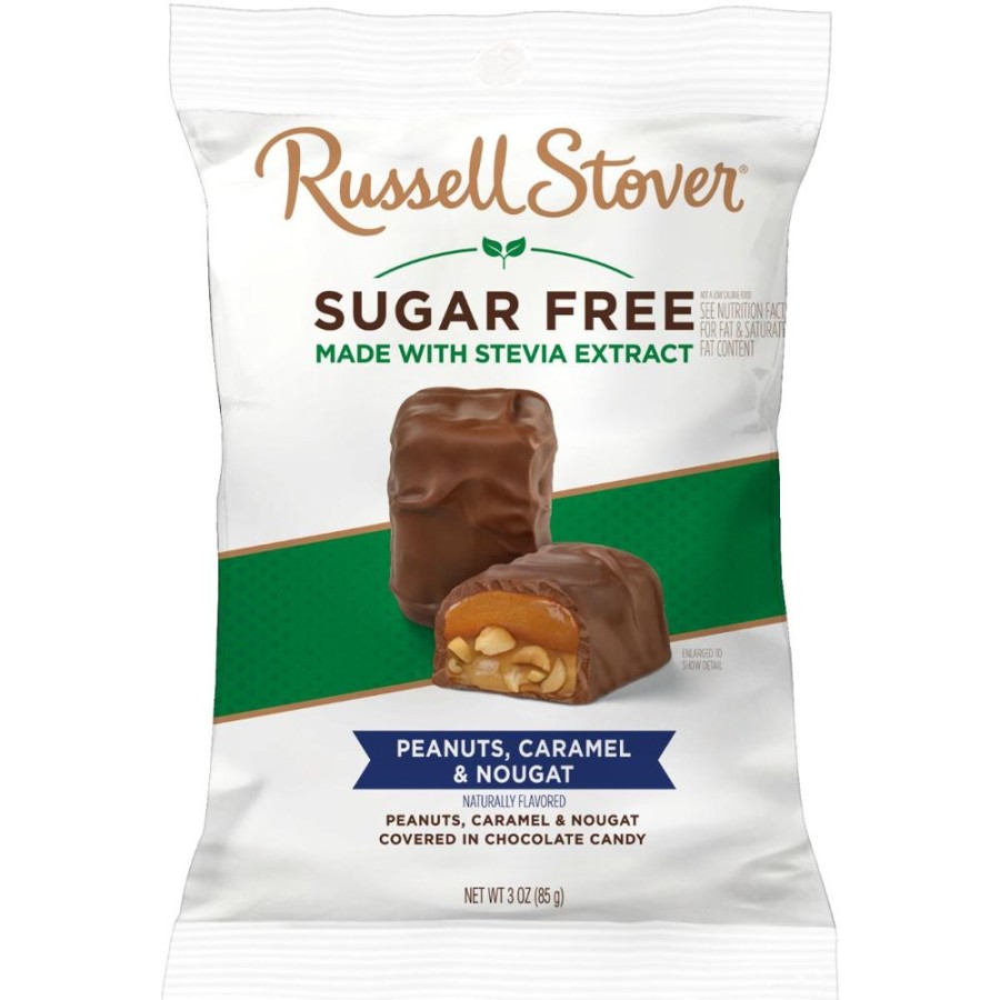 Chocolate Russell Stover | Sugar Free Chocolate Peanut, Caramel & Nougat, 3 Oz. Bag