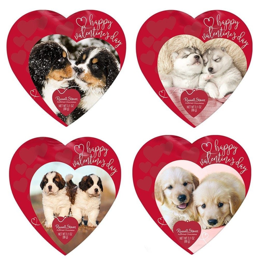 Valentines Day Russell Stover | Assorted Chocolates Puppy Heart Box, 3.1 Oz.