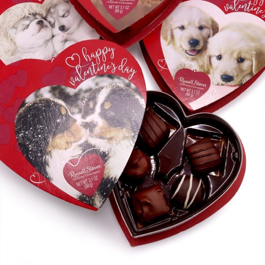 Valentines Day Russell Stover | Assorted Chocolates Puppy Heart Box, 3.1 Oz.