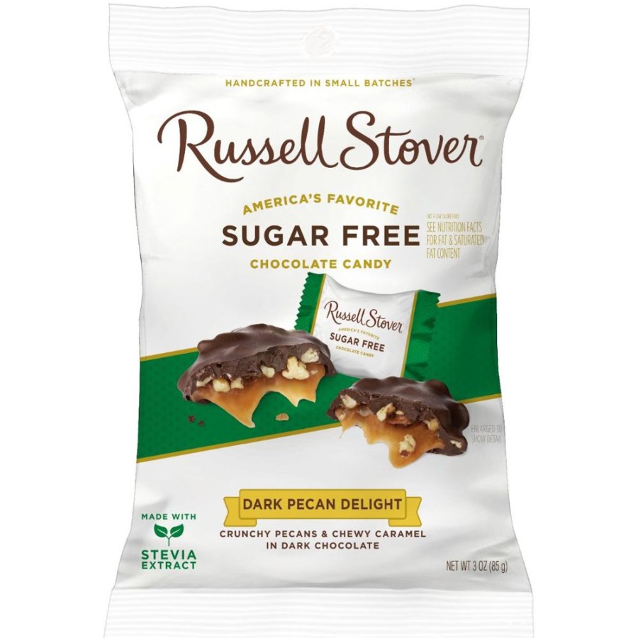 Chocolate Russell Stover | Sugar Free Dark Chocolate Pecan Delight, 3 Oz. Bag