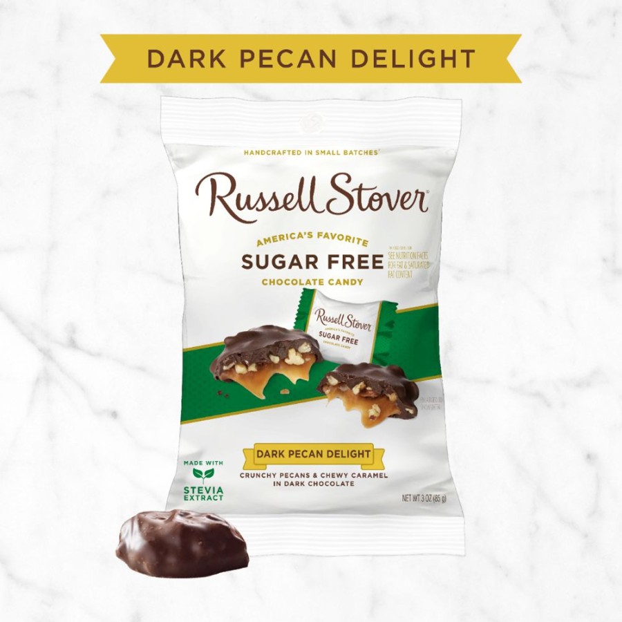 Chocolate Russell Stover | Sugar Free Dark Chocolate Pecan Delight, 3 Oz. Bag