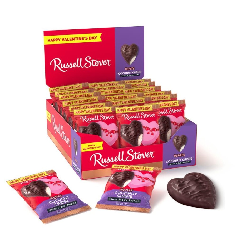 Valentines Day Russell Stover | Dark Chocolate Coconut Creme Heart, 1.3 Oz., Case Of 18