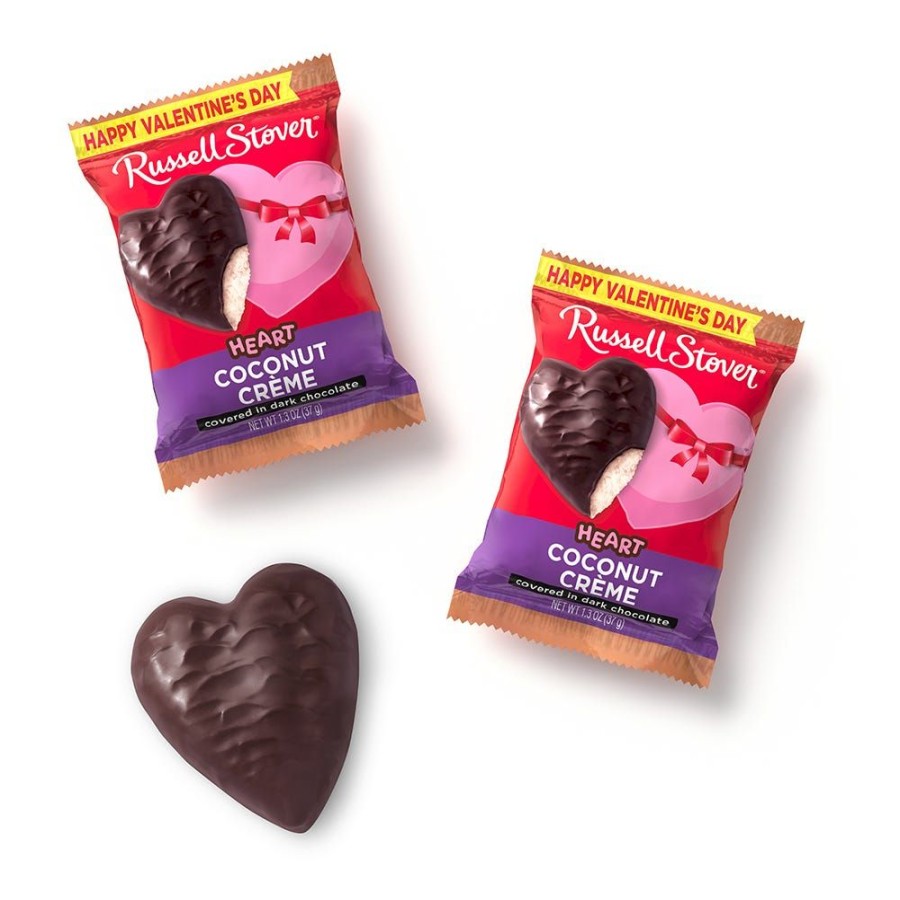 Valentines Day Russell Stover | Dark Chocolate Coconut Creme Heart, 1.3 Oz., Case Of 18