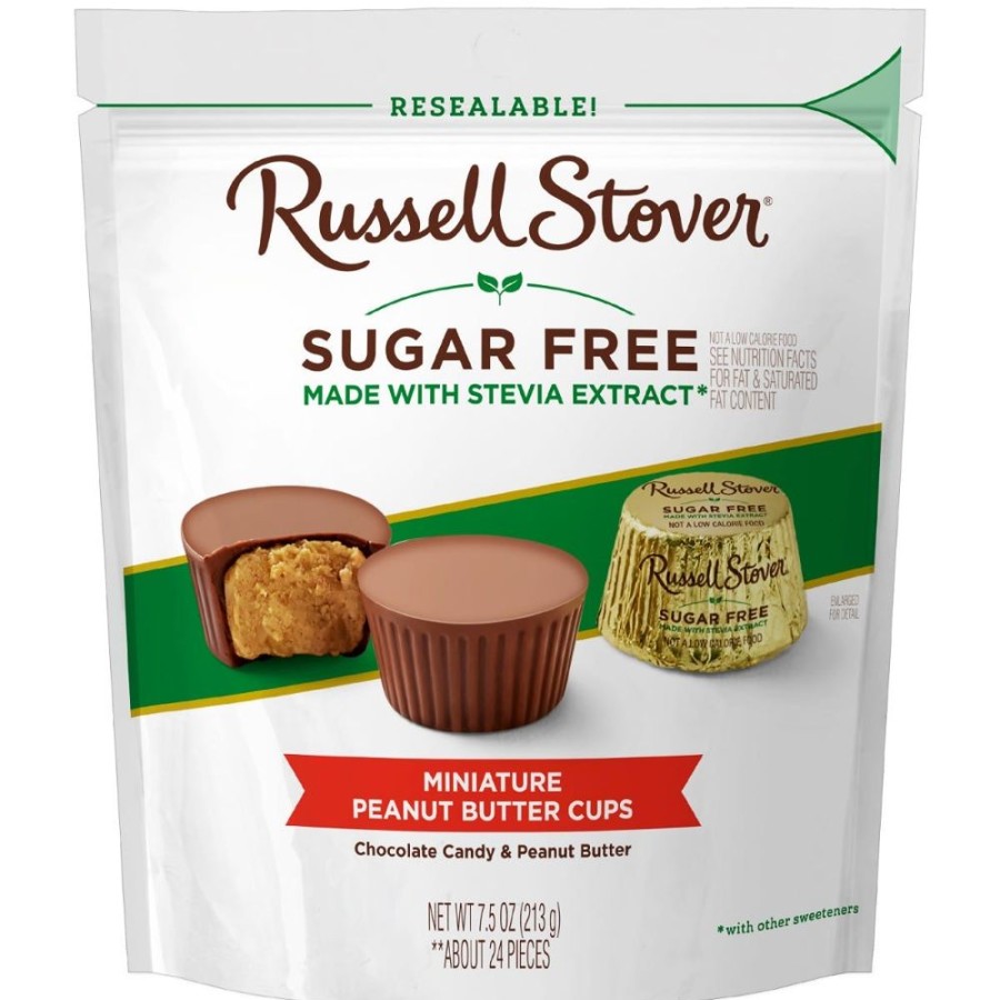 Chocolate Russell Stover | Sugar Free Mini Peanut Butter Cups, 7.5 Oz. Bag