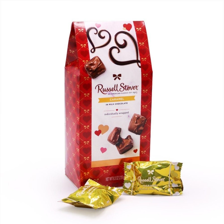 Valentines Day Russell Stover | Milk Chocolate Caramels Valentine Stand Up Box, 8.3 Oz.