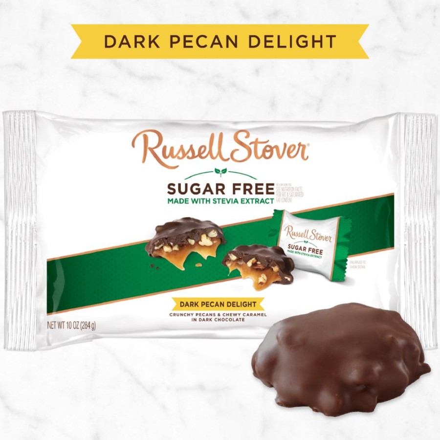 Chocolate Russell Stover | Sugar Free Dark Chocolate Pecan Delight, 10 Oz. Bag