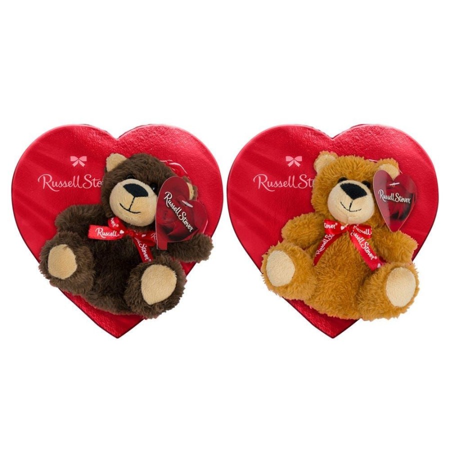 Valentines Day Russell Stover | Assorted Chocolates Red Foil Heart Box, 3.1 Oz. With Plush